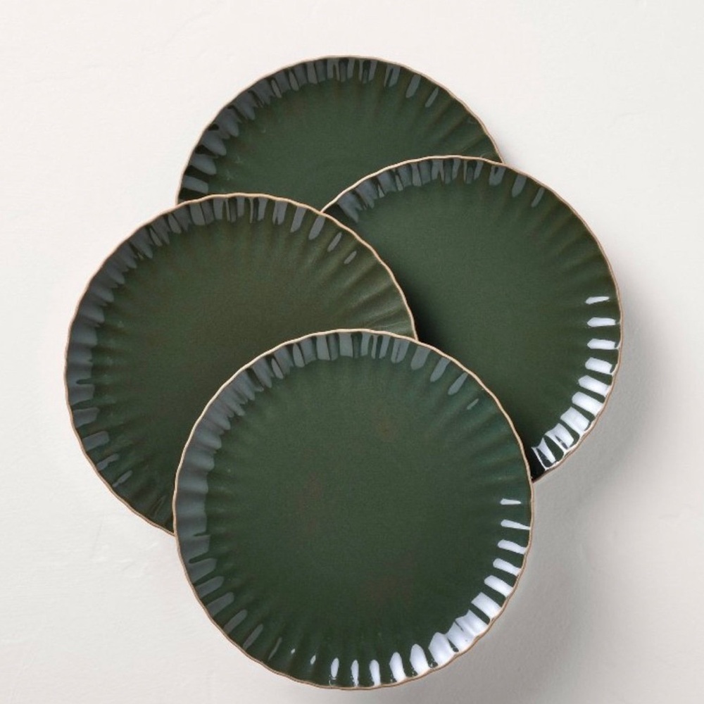 10.5" Scallop Stoneware Dinner Plates Set of Four  - Hearth & Hand Green